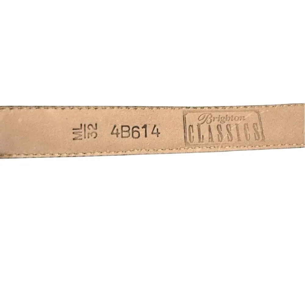 Vintage Brighton Classics Black Lizard Texture Belt Gold Buckle Womens 32